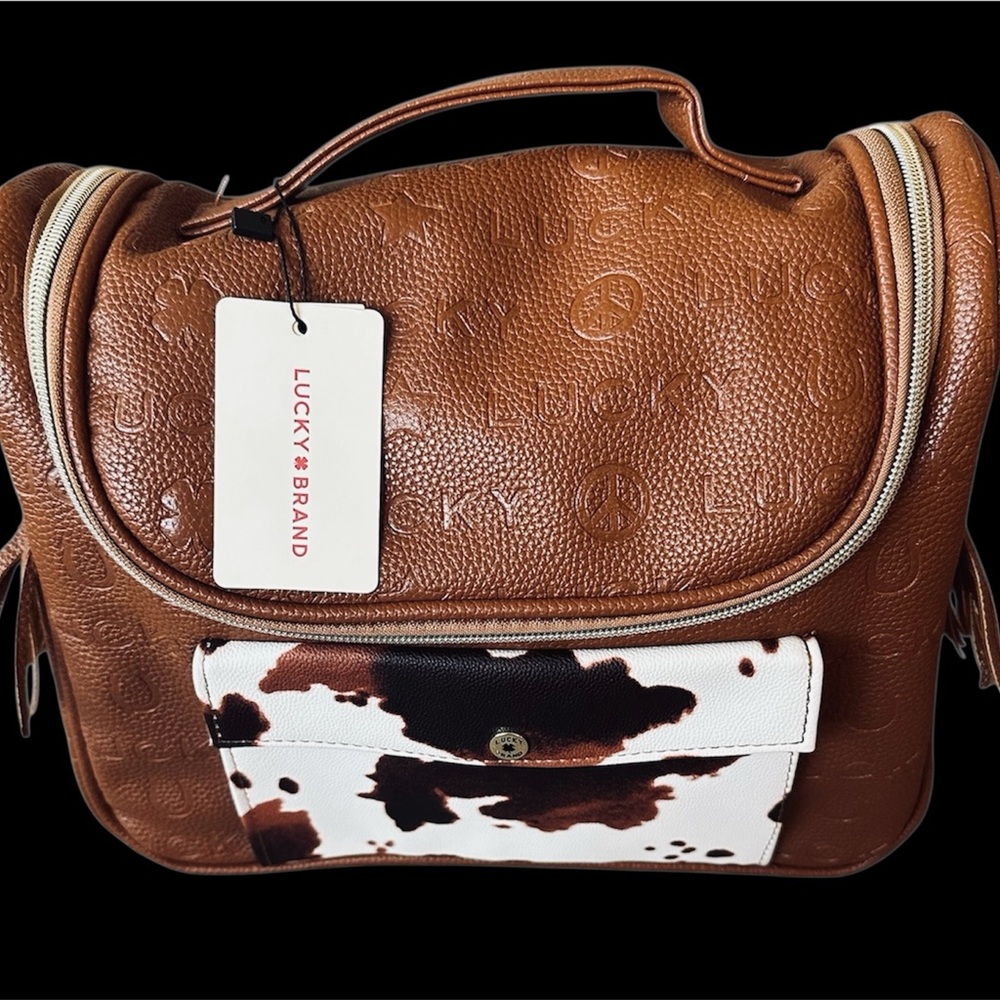 NWT Lucky Brand Black/Brown Cow Print Bags His and Hers x2 - Picture 3 of 10